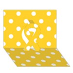 Polka Dots - White on Banana Yellow Ribbon 3D Greeting Card (7x5)
