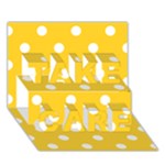 Polka Dots - White on Banana Yellow TAKE CARE 3D Greeting Card (7x5)