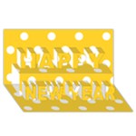 Polka Dots - White on Banana Yellow Happy New Year 3D Greeting Card (8x4)