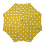 Polka Dots - White on Banana Yellow Golf Umbrella