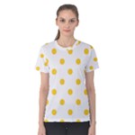 Polka Dots - Banana Yellow on White Women s Cotton Tee