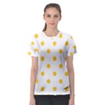 Polka Dots - Banana Yellow on White Women s Sport Mesh Tee