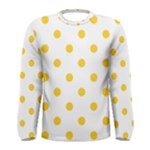 Polka Dots - Banana Yellow on White Men s Long Sleeve T-shirt