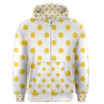 Polka Dots - Banana Yellow on White Men s Zipper Hoodie