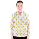 Polka Dots - Banana Yellow on White Women s Zipper Hoodie