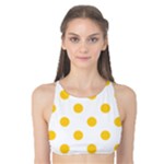 Polka Dots - Banana Yellow on White Tank Bikini Top