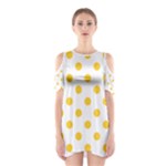 Polka Dots - Banana Yellow on White Women s Cutout Shoulder Dress