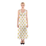 Polka Dots - Banana Yellow on White Full Print Maxi Dress