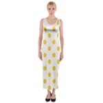 Polka Dots - Banana Yellow on White Fitted Maxi Dress