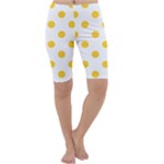 Polka Dots - Banana Yellow on White Cropped Leggings