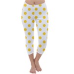 Polka Dots - Banana Yellow on White Capri Winter Leggings