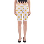 Polka Dots - Banana Yellow on White Yoga Cropped Leggings