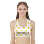 Polka Dots - Banana Yellow on White Women s Sports Bra with Border