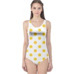 Polka Dots - Banana Yellow on White One Piece Swimsuit