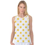 Polka Dots - Banana Yellow on White Women s Basketball Tank Top