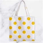 Polka Dots - Banana Yellow on White Zipper Grocery Tote Bag