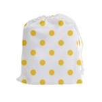 Polka Dots - Banana Yellow on White Drawstring Pouch (XL)