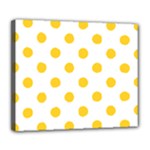 Polka Dots - Banana Yellow on White Deluxe Canvas 24  x 20  (Stretched)