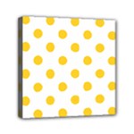 Polka Dots - Banana Yellow on White Mini Canvas 6  x 6  (Stretched)