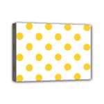 Polka Dots - Banana Yellow on White Mini Canvas 7  x 5  (Stretched)