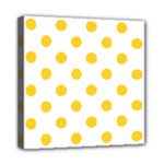 Polka Dots - Banana Yellow on White Mini Canvas 8  x 8  (Stretched)