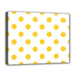 Polka Dots - Banana Yellow on White Canvas 14  x 11  (Stretched)