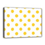 Polka Dots - Banana Yellow on White Canvas 16  x 12  (Stretched)