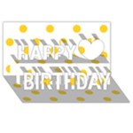 Polka Dots - Banana Yellow on White Happy Birthday 3D Greeting Card (8x4)