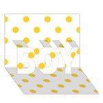 Polka Dots - Banana Yellow on White BOY 3D Greeting Card (7x5)