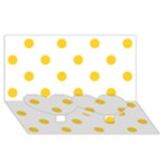 Polka Dots - Banana Yellow on White Twin Heart Bottom 3D Greeting Card (8x4)