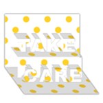 Polka Dots - Banana Yellow on White TAKE CARE 3D Greeting Card (7x5)