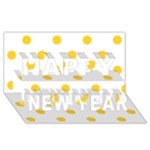Polka Dots - Banana Yellow on White Happy New Year 3D Greeting Card (8x4)