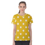 Polka Dots - White on Deep Lemon Yellow Women s Cotton Tee