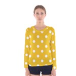 Polka Dots - White on Deep Lemon Yellow Women s Long Sleeve T-shirt