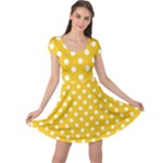 Polka Dots - White on Deep Lemon Yellow Cap Sleeve Dress