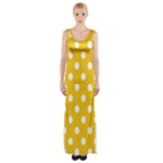 Polka Dots - White on Deep Lemon Yellow Maxi Thigh Split Dress
