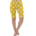 Polka Dots - White on Deep Lemon Yellow Cropped Leggings