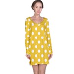 Polka Dots - White on Deep Lemon Yellow Long Sleeve Nightdress