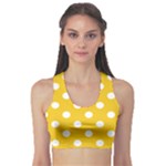 Polka Dots - White on Deep Lemon Yellow Women s Sports Bra
