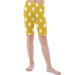 Polka Dots - White on Deep Lemon Yellow Kid s Mid Length Swim Shorts