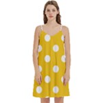 Polka Dots - White on Deep Lemon Yellow Women s Reversible Sports Bra with Border