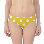 Polka Dots - White on Deep Lemon Yellow Hipster Bikini Bottoms