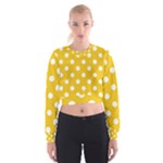 Polka Dots - White on Deep Lemon Yellow Women s Cropped Sweatshirt
