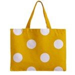 Polka Dots - White on Deep Lemon Yellow Zipper Mini Tote Bag