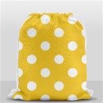 Polka Dots - White on Deep Lemon Yellow Drawstring Bag (Small)