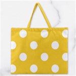 Polka Dots - White on Deep Lemon Yellow Zipper Large Tote Bag