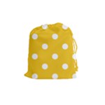 Polka Dots - White on Deep Lemon Yellow Drawstring Pouch (M)