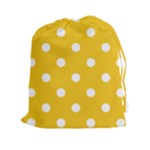 Polka Dots - White on Deep Lemon Yellow Drawstring Pouch (XXl)