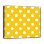 Polka Dots - White on Deep Lemon Yellow Deluxe Canvas 24  x 20  (Stretched)