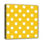 Polka Dots - White on Deep Lemon Yellow Mini Canvas 8  x 8  (Stretched)